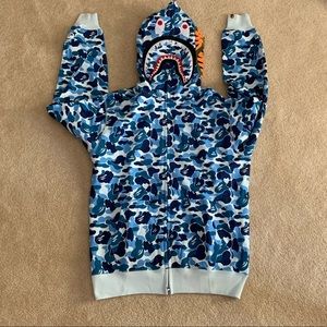 SOLD - Bape Blue ABC Camo Shark Hoodie Zip-Up
